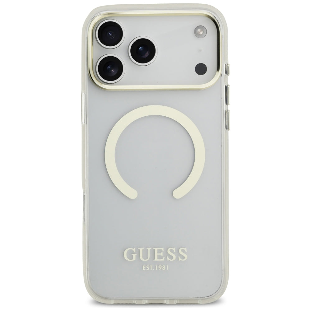 Capa MagSafe para Apple iPhone 18 Pro / 17 Pro, Guess, Contorno Metálico, Dourada