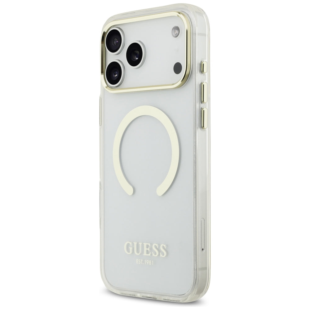 Capa MagSafe para Apple iPhone 18 Pro / 17 Pro, Guess, Contorno Metálico, Dourada