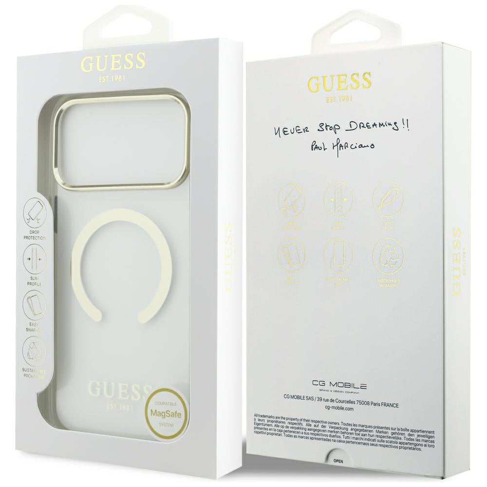 Capa MagSafe para Apple iPhone 18 Pro / 17 Pro, Guess, Contorno Metálico, Dourada
