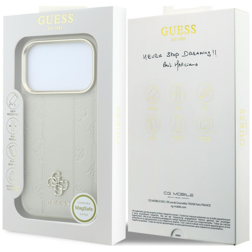 Capa MagSafe para Apple iPhone 18 Pro / 17 Pro, Guess, Peony 4G Small Logo, Bege