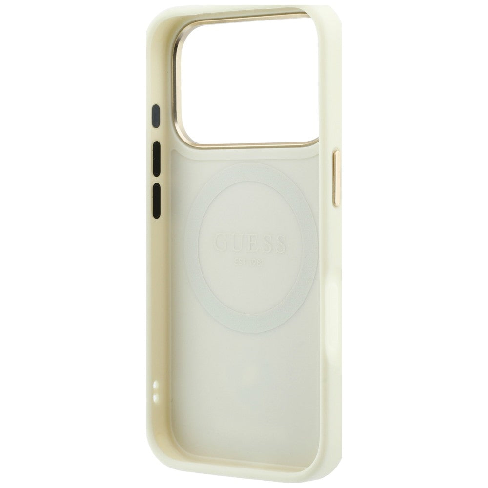 Capa MagSafe para Apple iPhone 18 Pro / 17 Pro, Guess, Peony 4G Small Logo, Bege
