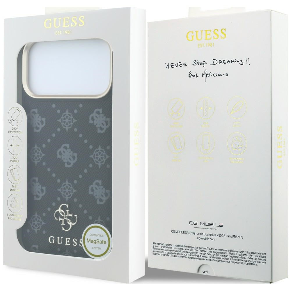 Capa MagSafe para Apple iPhone 18 Pro / 17 Pro, Guess, Peony 4G Small Logo, Preta