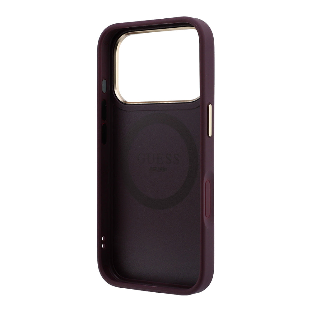 Capa MagSafe para Apple iPhone 18 Pro / 17 Pro, Guess, Peony 4G Small Logo, Vinho