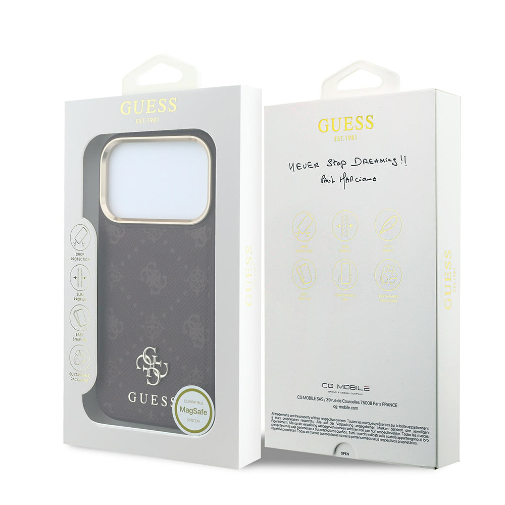 Capa MagSafe para Apple iPhone 18 Pro / 17 Pro, Guess, Peony 4G Small Logo, Vinho