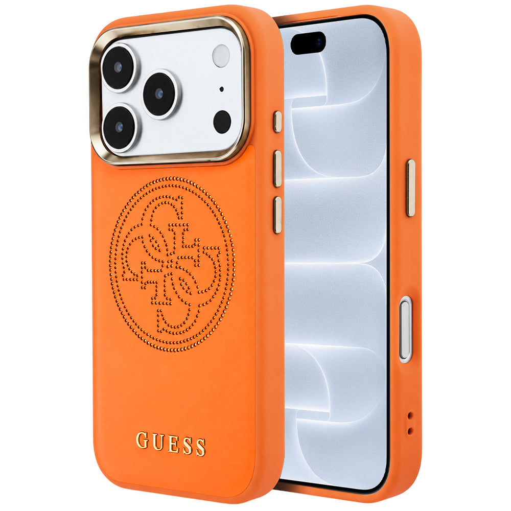 Capa MagSafe para Apple iPhone 18 Pro / 17 Pro, Guess, Perfurada 4G, Laranja