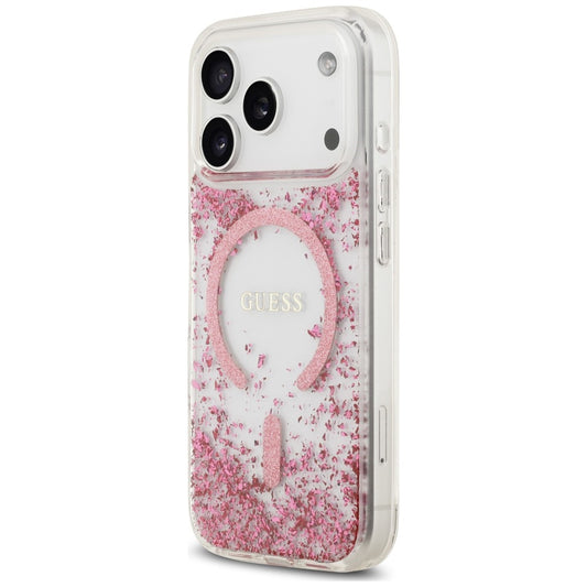 Capa MagSafe para Apple iPhone 18 Pro / 17 Pro, Guess, Fundo em Resina com Brilhos, Rosa