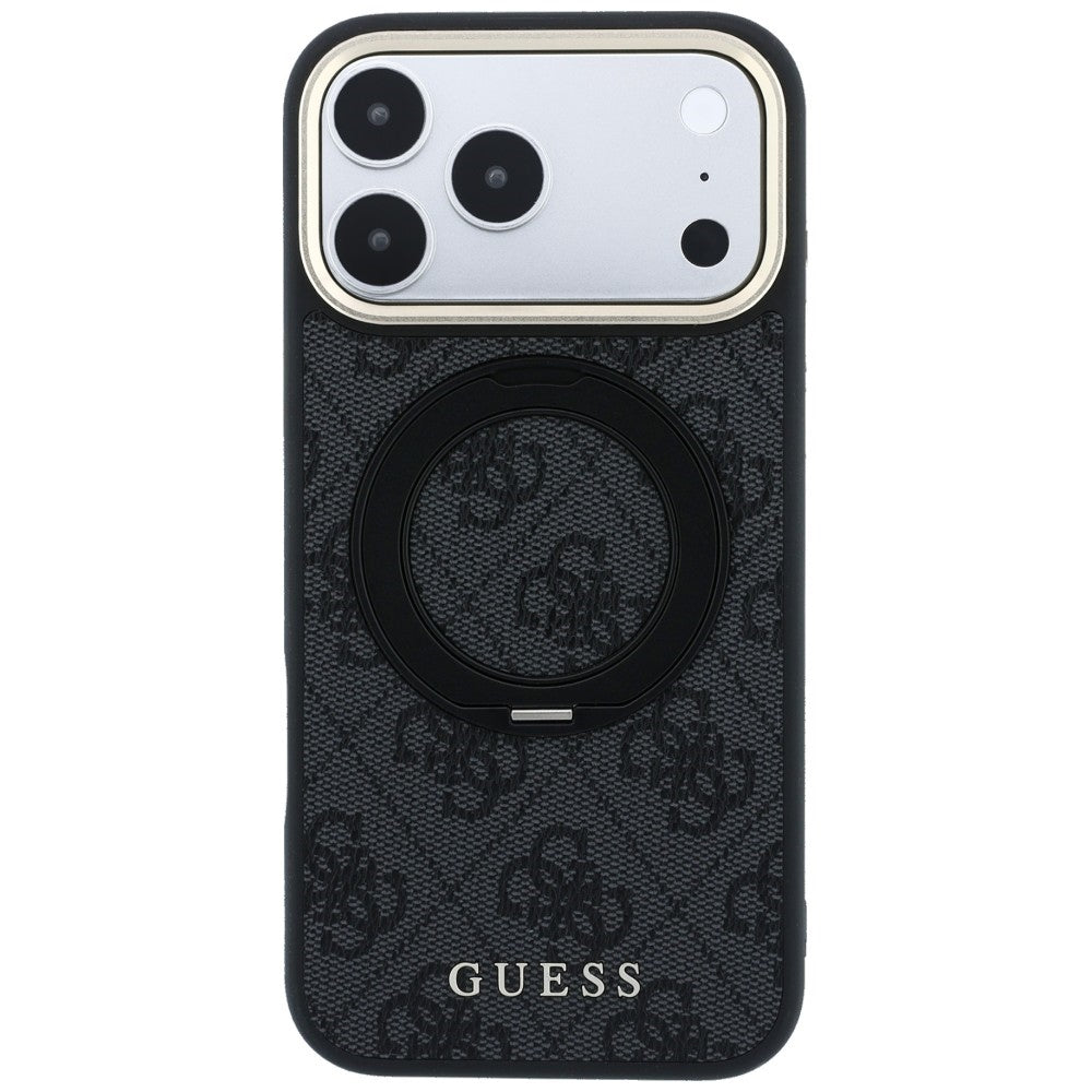 Capa MagSafe para Apple iPhone 18 Pro / 17 Pro, Guess, Ring Stand Classic Logo, Preta