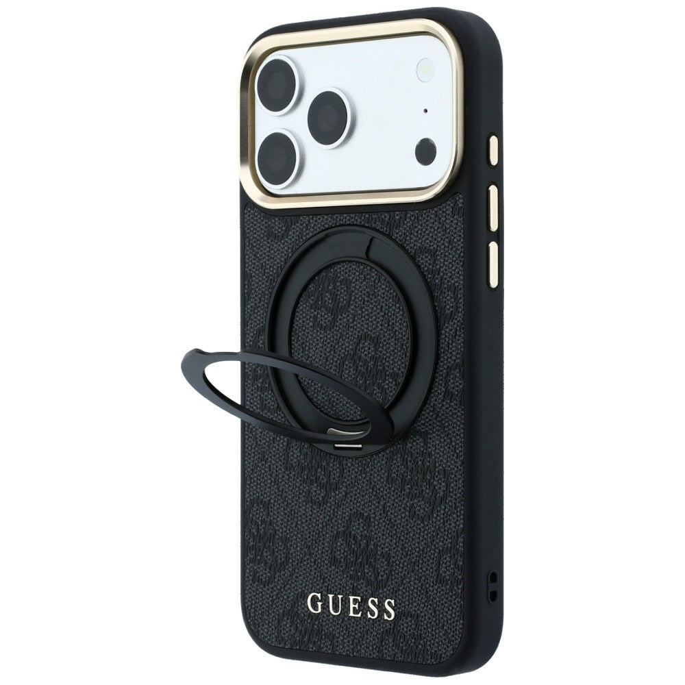 Capa MagSafe para Apple iPhone 18 Pro / 17 Pro, Guess, Ring Stand Classic Logo, Preta