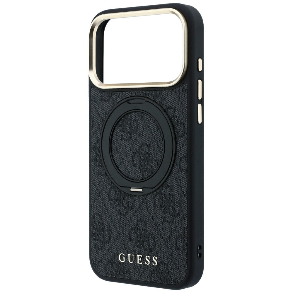 Capa MagSafe para Apple iPhone 18 Pro / 17 Pro, Guess, Ring Stand Classic Logo, Preta