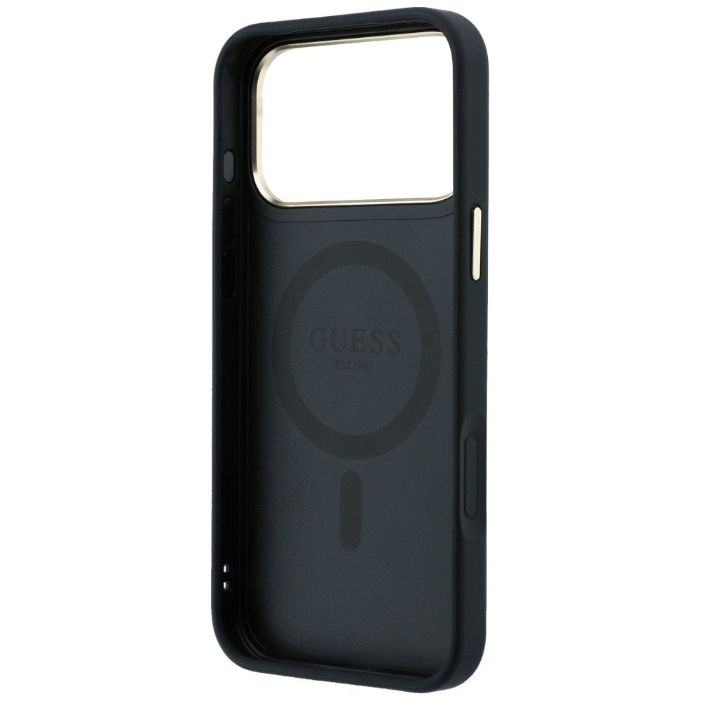 Capa MagSafe para Apple iPhone 18 Pro / 17 Pro, Guess, Ring Stand Classic Logo, Preta