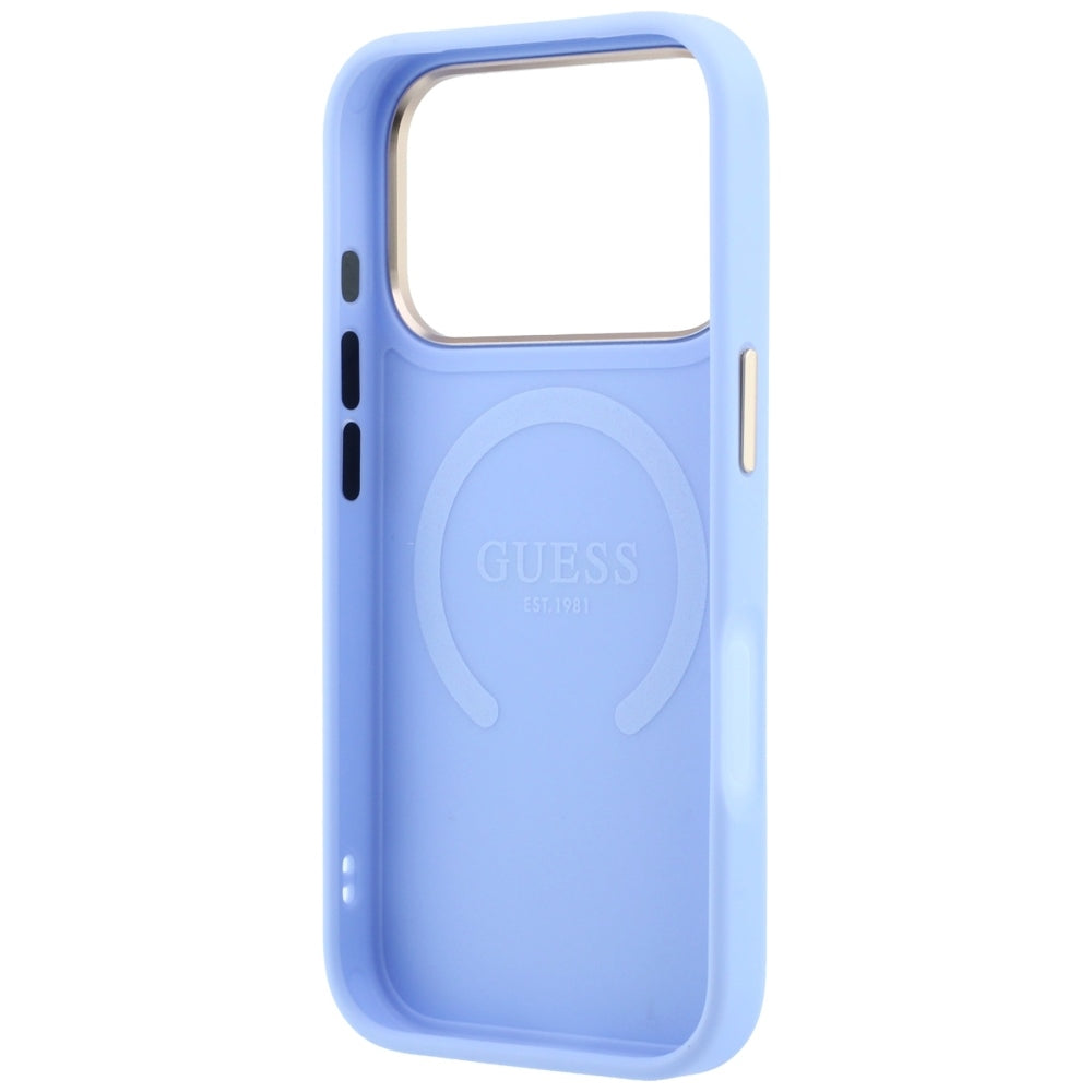 Capa MagSafe para Apple iPhone 18 Pro / 17 Pro, Guess, Saffiano Peony Ring, Azul