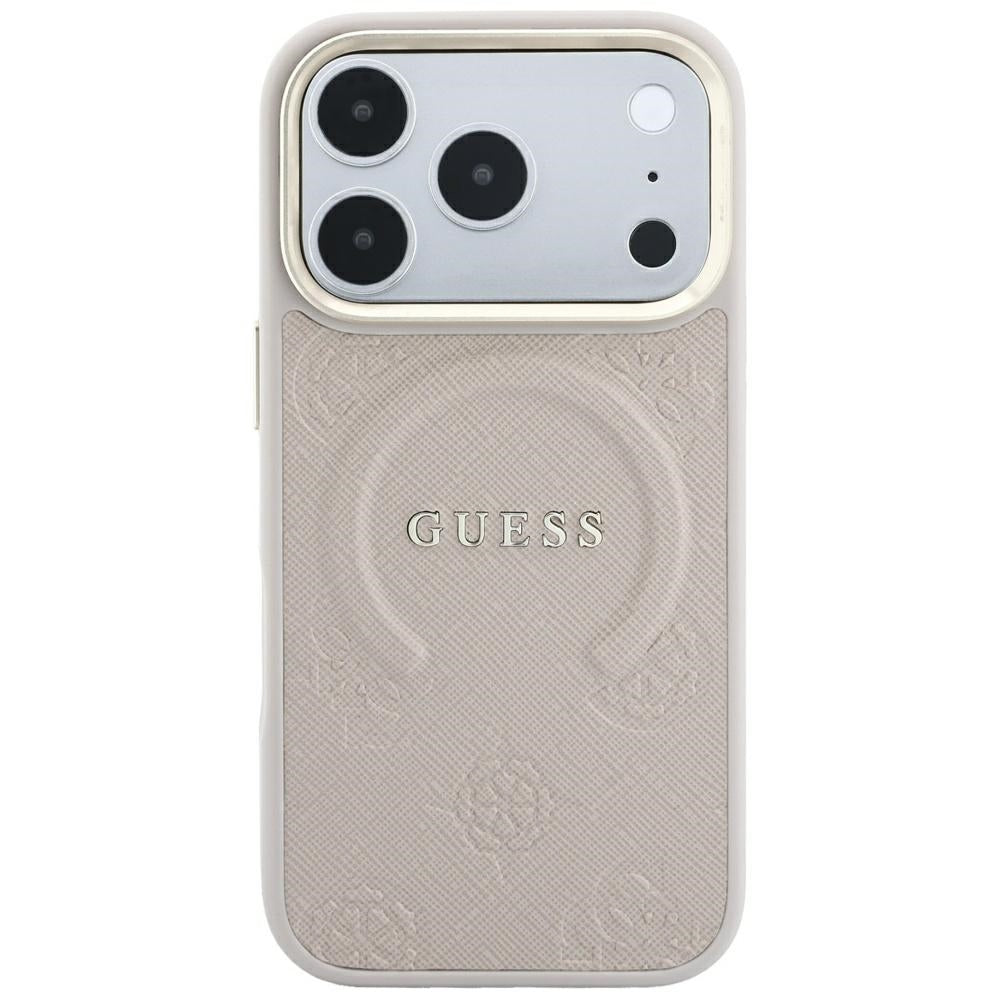 Capa MagSafe para Apple iPhone 18 Pro / 17 Pro, Guess, Saffiano Peony Ring, Rosa