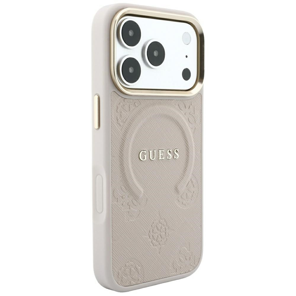 Capa MagSafe para Apple iPhone 18 Pro / 17 Pro, Guess, Saffiano Peony Ring, Rosa