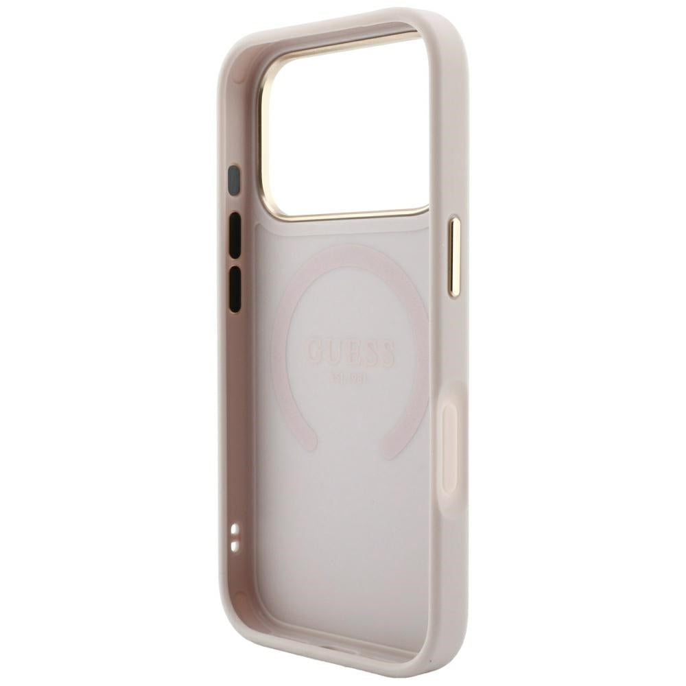 Capa MagSafe para Apple iPhone 18 Pro / 17 Pro, Guess, Saffiano Peony Ring, Rosa