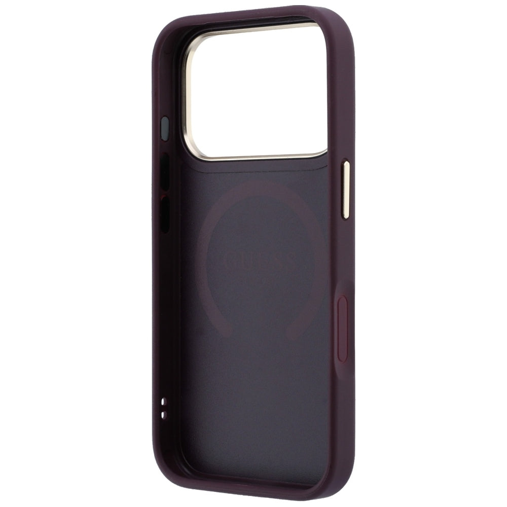 Capa MagSafe para Apple iPhone 18 Pro / 17 Pro, Guess, Saffiano Peony Ring, Vinho