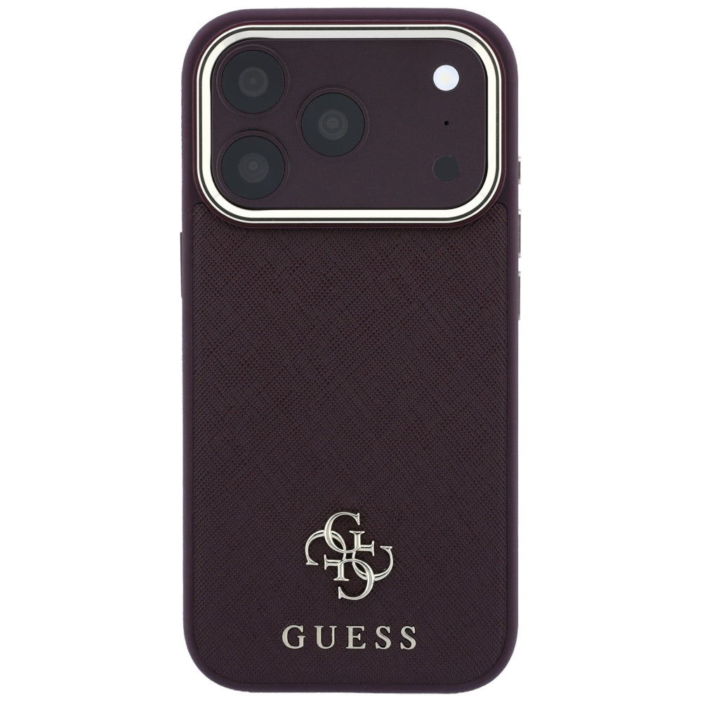 Capa MagSafe para Apple iPhone 18 Pro / 17 Pro, Guess, Saffiano Small 4G Classic, Vinho