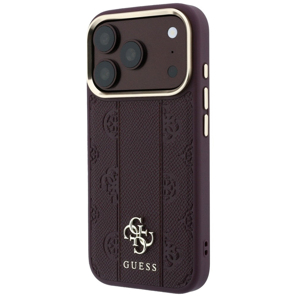 Capa MagSafe para Apple iPhone 18 Pro / 17 Pro, Guess, Stripe Peony 4G, Vinho