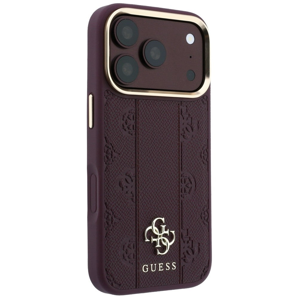 Capa MagSafe para Apple iPhone 18 Pro / 17 Pro, Guess, Stripe Peony 4G, Vinho