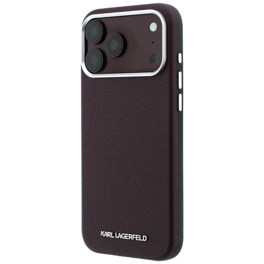 Capa MagSafe para Apple iPhone 18 Pro / 17 Pro, Karl Lagerfeld, Logótipo Alongado Granulado, Vinho