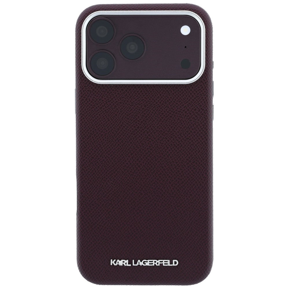 Capa MagSafe para Apple iPhone 18 Pro / 17 Pro, Karl Lagerfeld, Logótipo Alongado Granulado, Vinho
