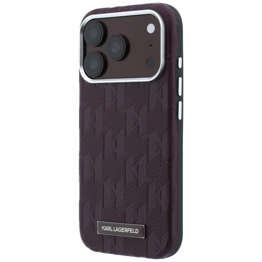 Capa MagSafe para Apple iPhone 18 Pro / 17 Pro, Karl Lagerfeld, Logo em Resina Monocromática Granulada, Vinho
