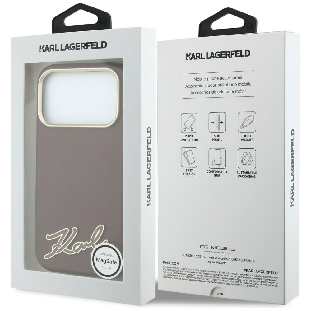 Capa MagSafe para Apple iPhone 18 Pro / 17 Pro, Karl Lagerfeld, Logótipo em Resina Granulada, Vinho