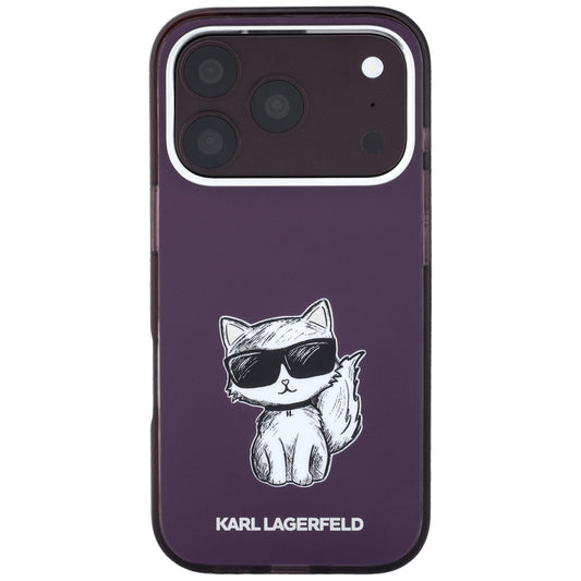 Capa MagSafe para Apple iPhone 18 Pro / 17 Pro, Karl Lagerfeld, HC IML Choupette Body Sketch Print, Vinho
