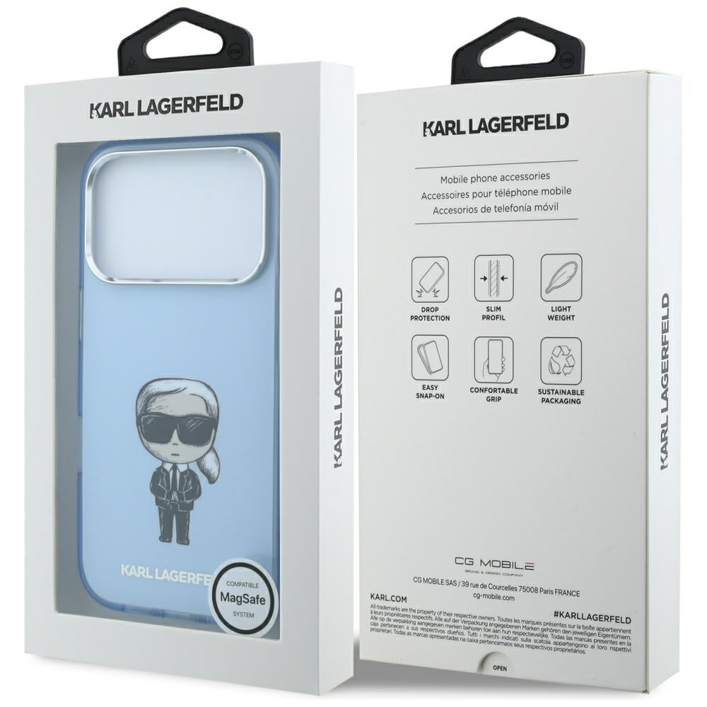 Capa MagSafe para Apple iPhone 18 Pro / 17 Pro, Karl Lagerfeld, HC IML Ikonik Sketch Print, Azul