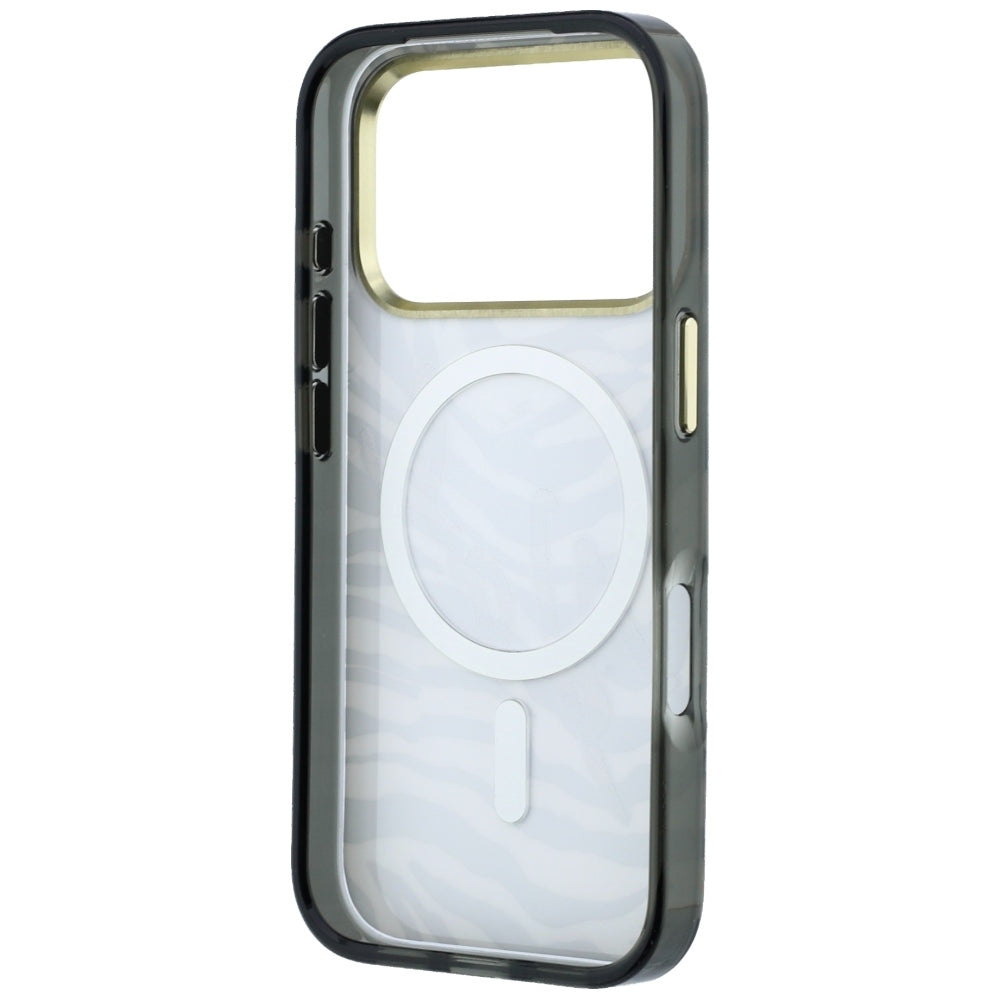 Capa MagSafe para Apple iPhone 18 Pro / 17 Pro, Karl Lagerfeld, HC IML Signature Zebra Glitter Gold, Preta