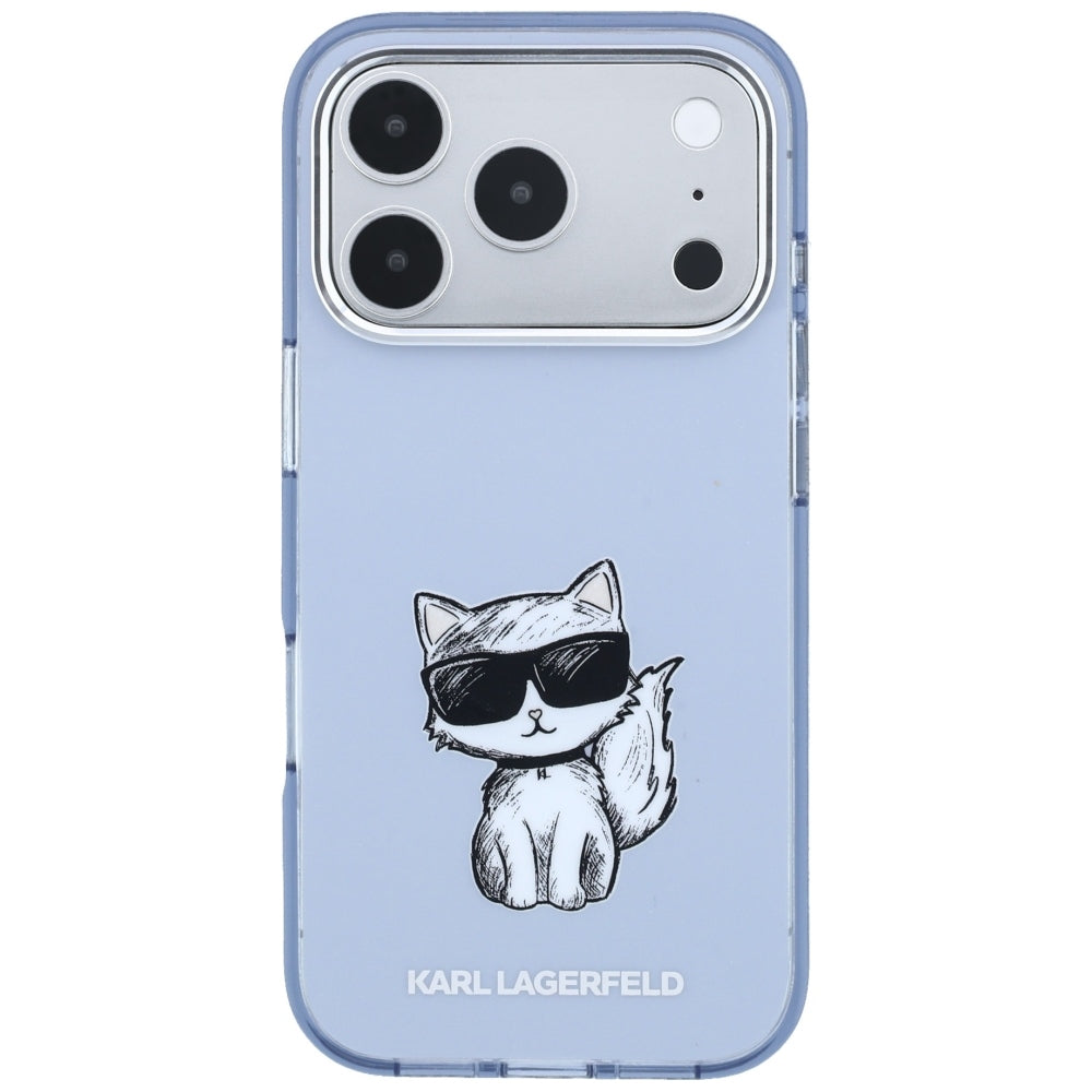 Capa MagSafe para Apple iPhone 18 Pro / 17 Pro, Karl Lagerfeld, IML Choupette Body Sketch Print, Azul