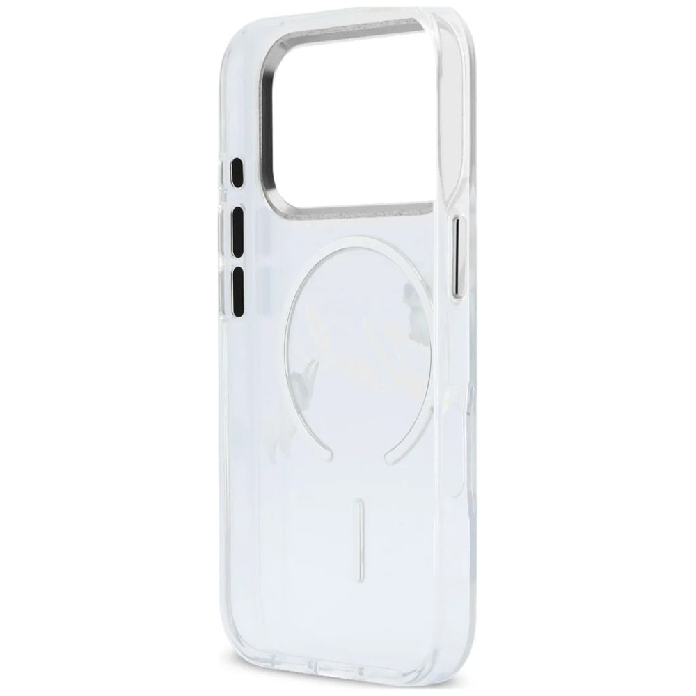 Capa MagSafe para Apple iPhone 18 Pro / 17 Pro, Karl Lagerfeld, IML Choupette Karl Script Logo, Transparente