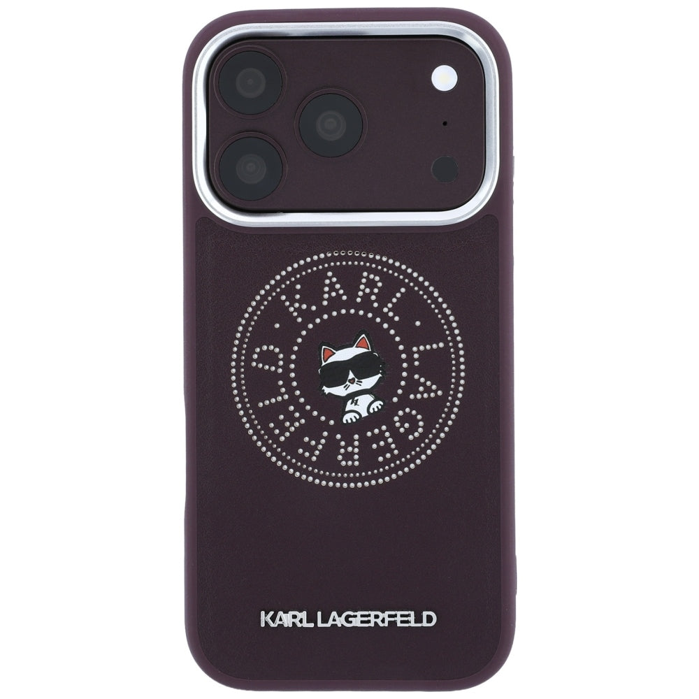 Capa MagSafe para Apple iPhone 18 Pro / 17 Pro, Karl Lagerfeld, Point and Choupette Sketch, Vinho