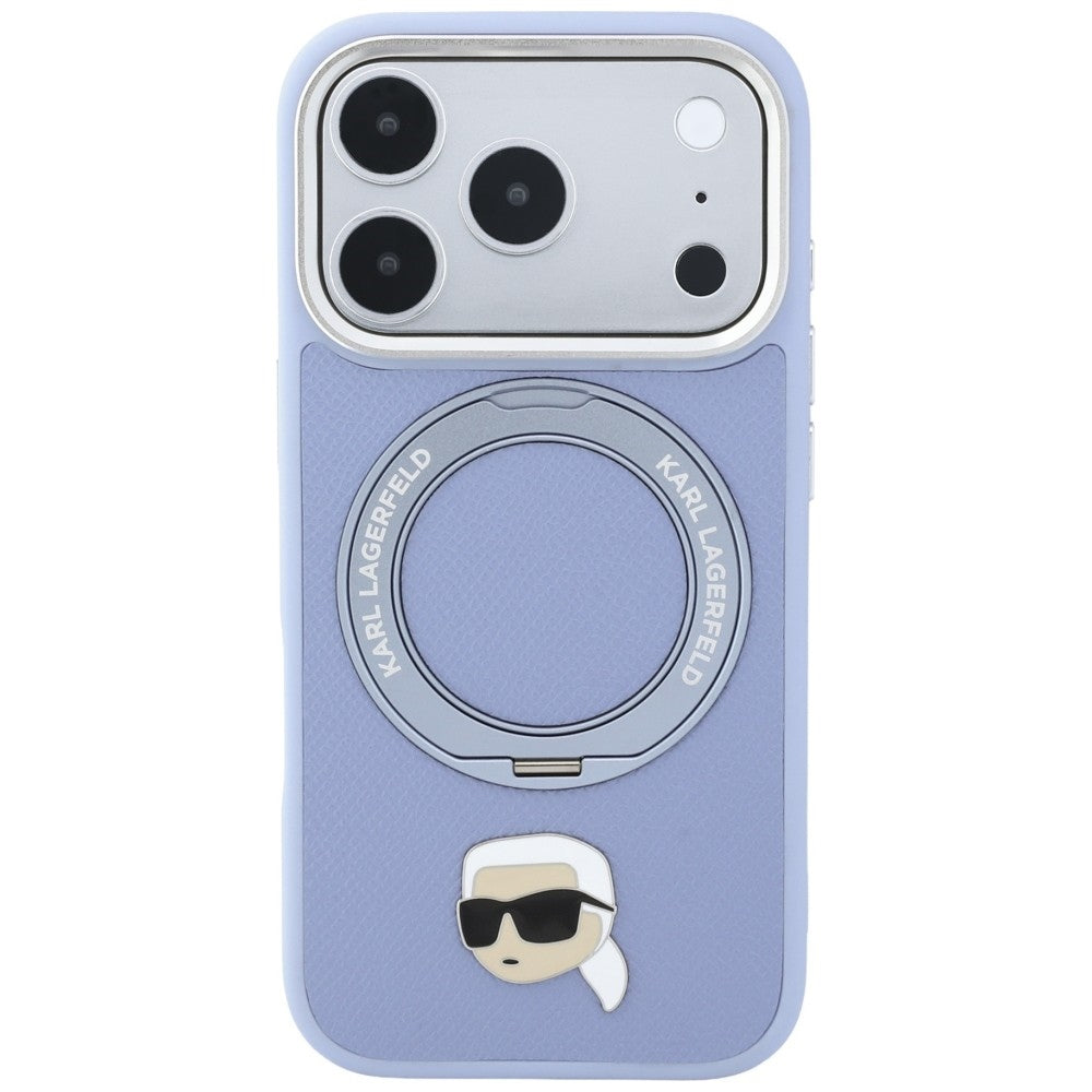 Capa MagSafe para Apple iPhone 18 Pro / 17 Pro, Karl Lagerfeld, Suporte Ring 360 Karl Pin, Azul
