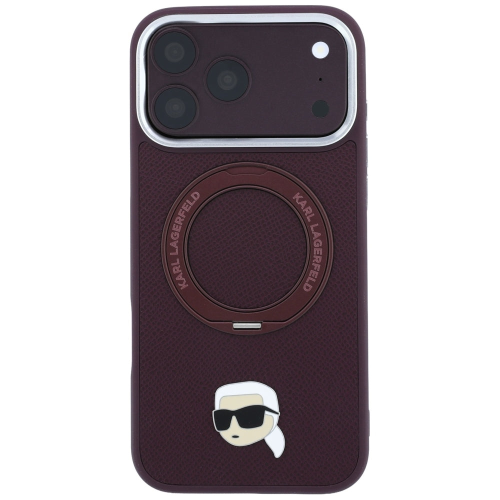 Capa MagSafe para Apple iPhone 18 Pro / 17 Pro, Karl Lagerfeld, Ring Stand 360 Karl Pin, Vinho