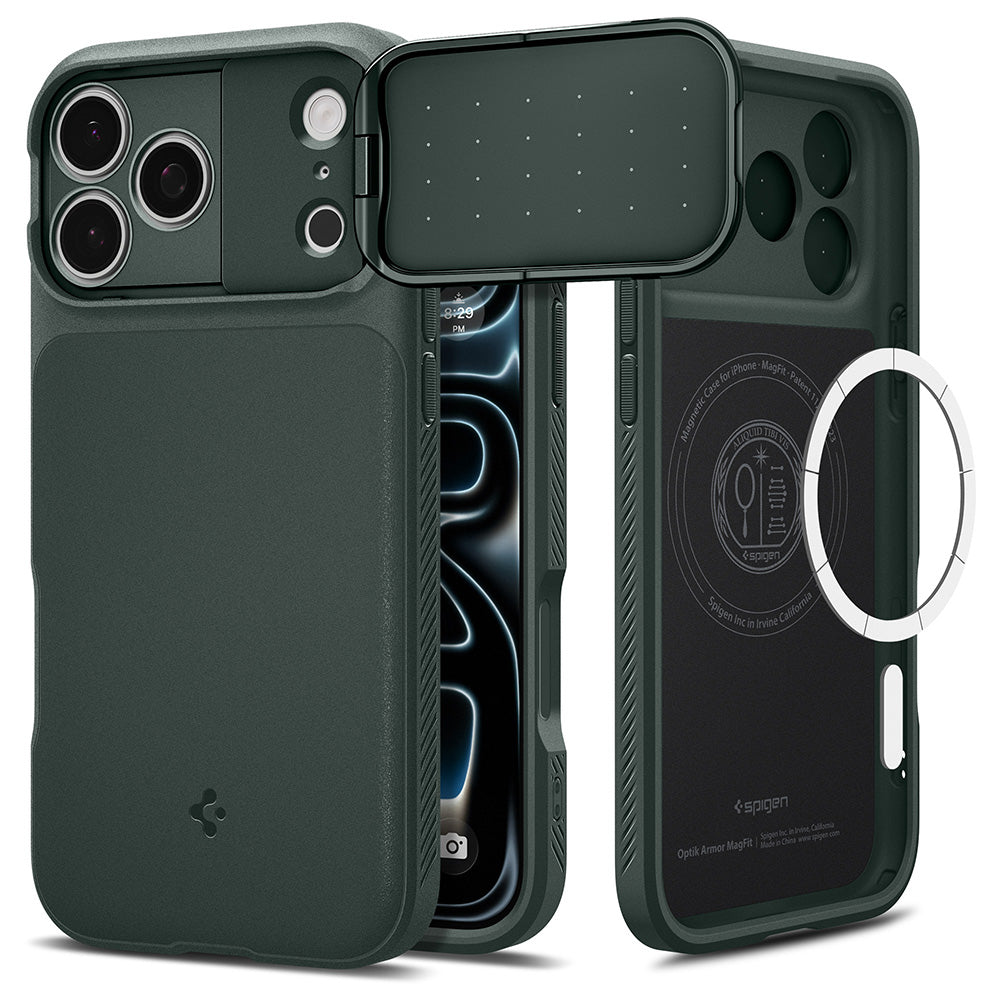Capa MagSafe para Apple iPhone 18 Pro / 17 Pro, Spigen, Optik Armor, Verde ACS09954