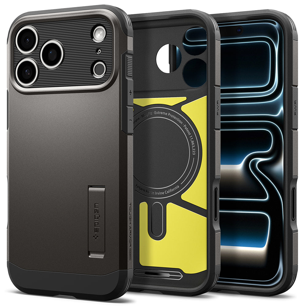 Capa MagSafe para Apple iPhone 18 Pro / 17 Pro, Spigen, Tough Armor T, Cinzento ACS12174