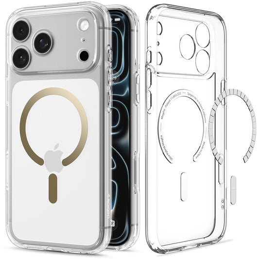 Capa MagSafe para Apple iPhone 18 Pro / 17 Pro, Spigen, Ultra Hybrid, Dourada Transparente ACS12157