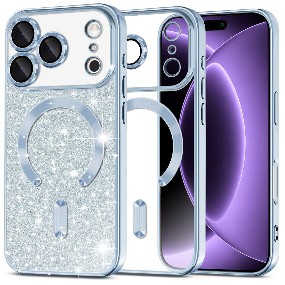 Capa MagSafe para Apple iPhone 18 Pro / 17 Pro, Techsuit, Luxury Glitter, Azul