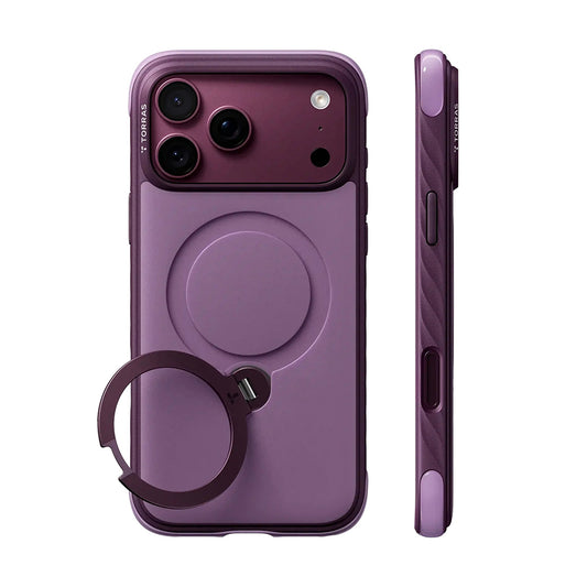 Capa MagSafe para Apple iPhone 18 Pro / 17 Pro, Torras, Ostand Q3 Rugged, Roxo