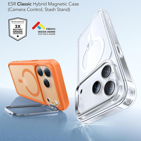 Capa MagSafe para Apple iPhone 18 Pro Max / 17 Pro Max, ESR, Classic Hybrid Kickstand, Laranja Satinada