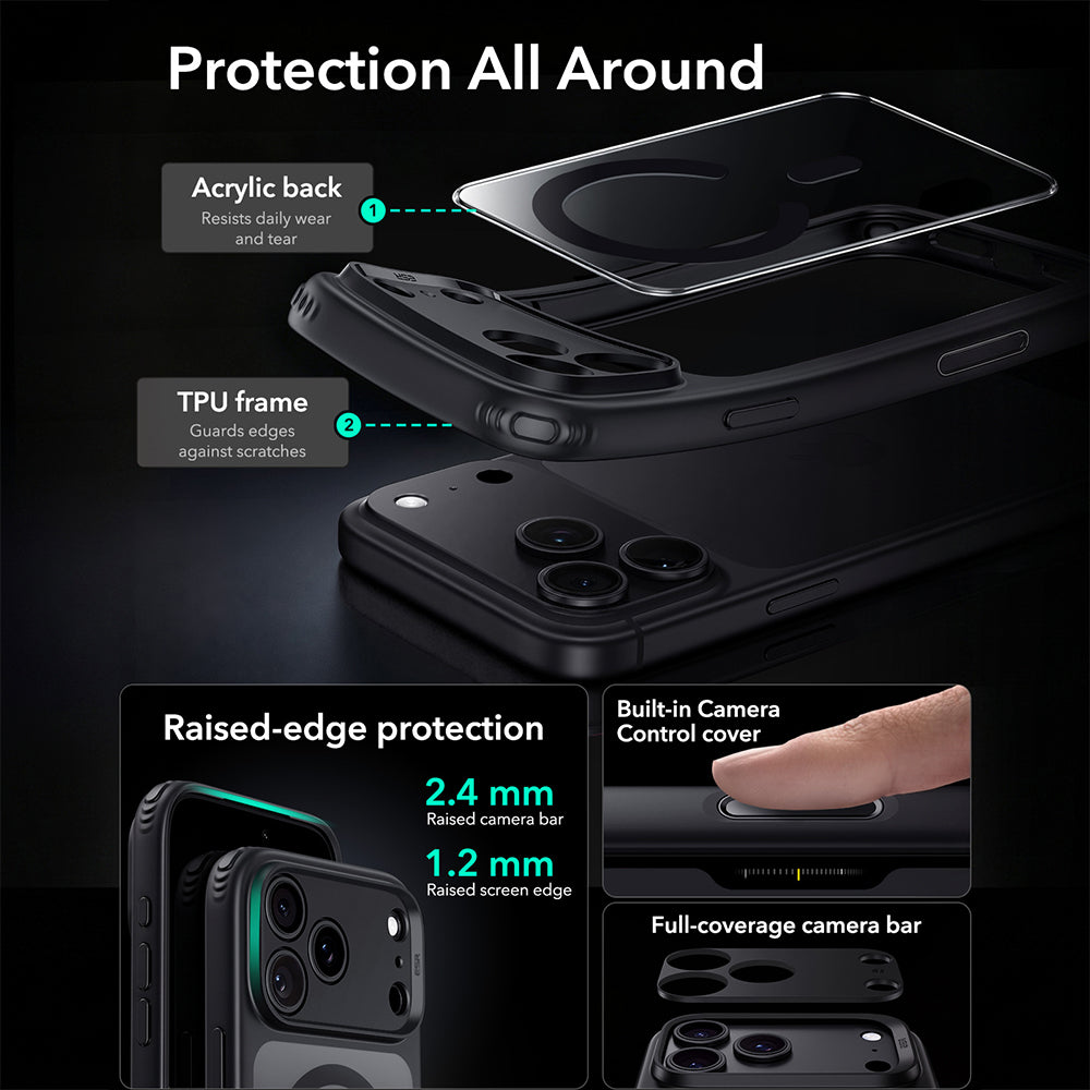 Capa MagSafe para Apple iPhone 18 Pro Max / 17 Pro Max, ESR, Classic Hybrid, Preto Transparente