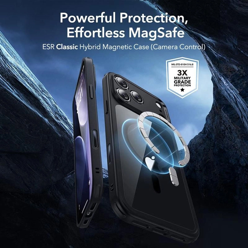Capa MagSafe para Apple iPhone 18 Pro Max / 17 Pro Max, ESR, Classic Hybrid com Protetor de Ecrã, Preto Transparente