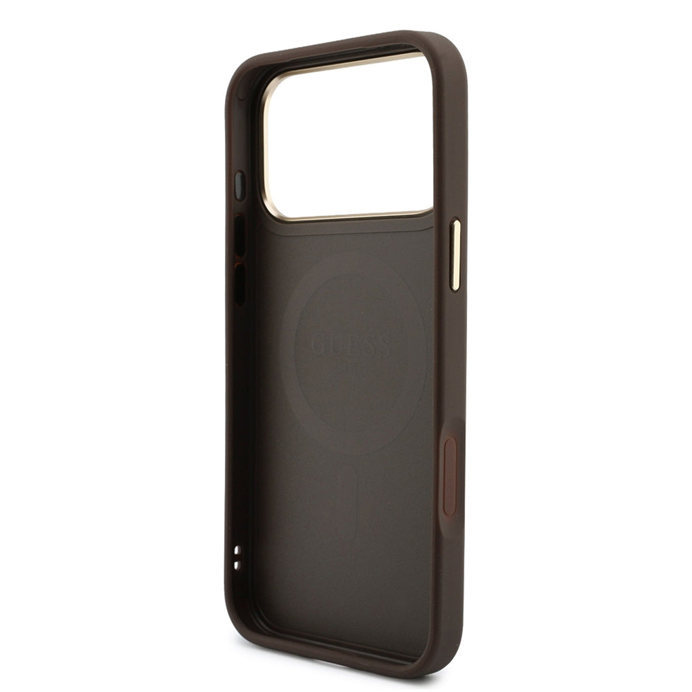 Capa MagSafe para Apple iPhone 18 Pro Max / 17 Pro Max, Guess, 4G Cardslot & Big Strap, Castanha