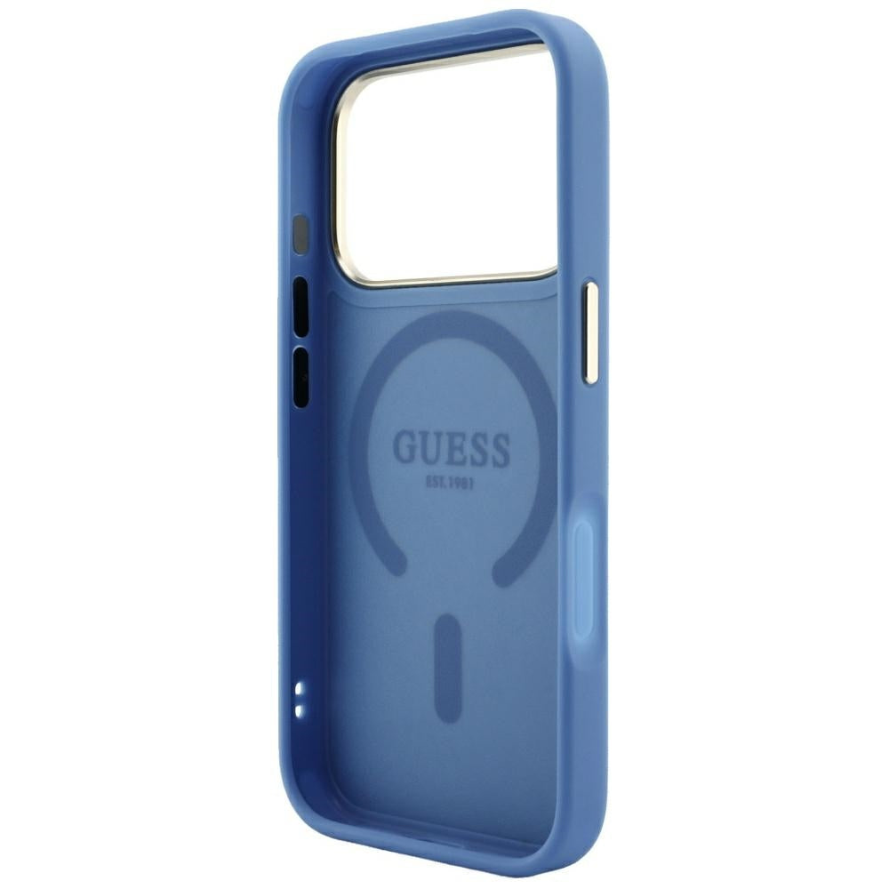 Capa MagSafe para Apple iPhone 18 Pro Max / 17 Pro Max, Guess, 4G Embossed Classic, Azul