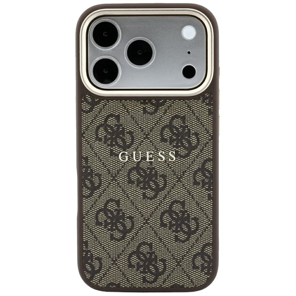 Capa MagSafe para Apple iPhone 18 Pro Max / 17 Pro Max, Guess, 4G Embossed Classic, Castanha