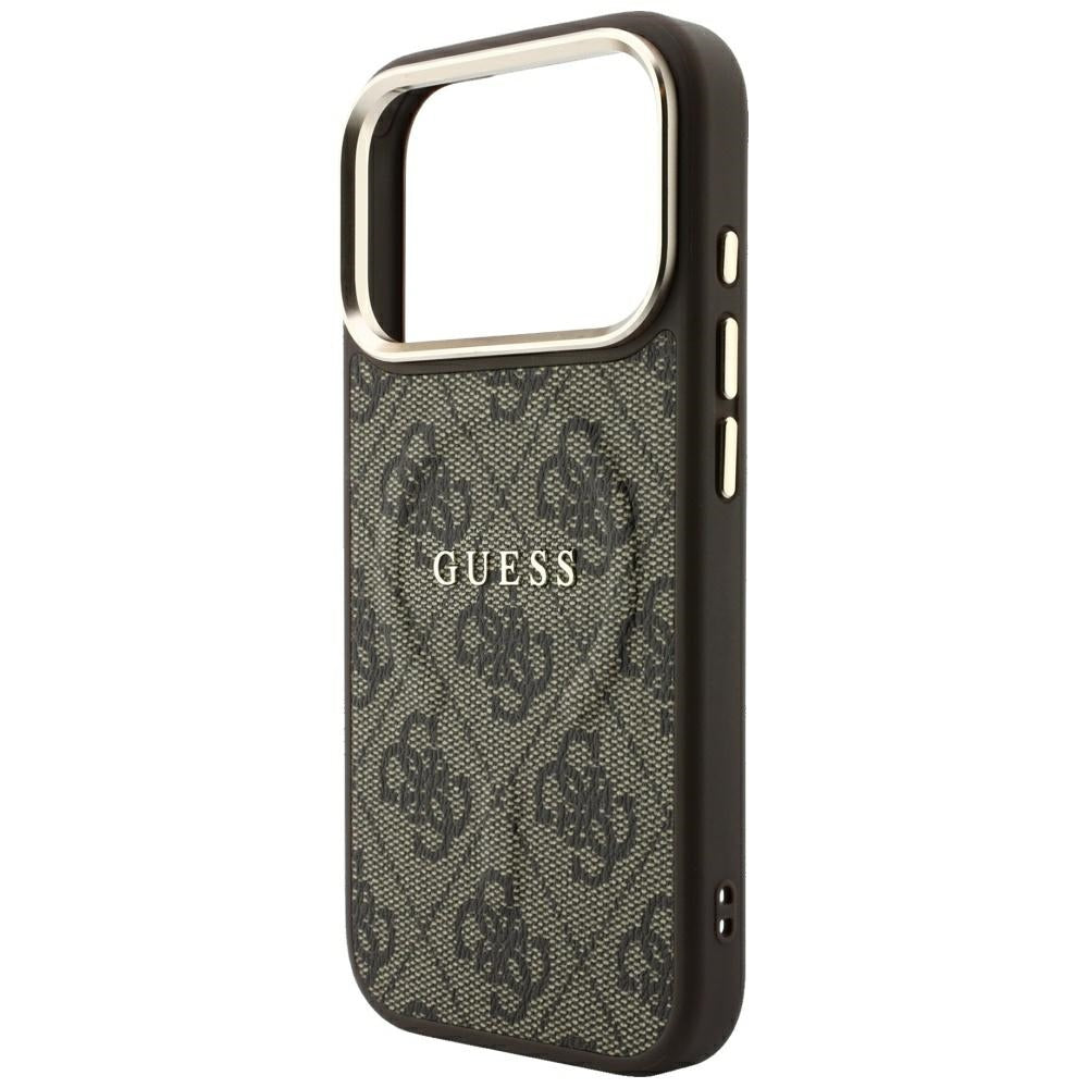 Capa MagSafe para Apple iPhone 18 Pro Max / 17 Pro Max, Guess, 4G Embossed Classic, Castanha