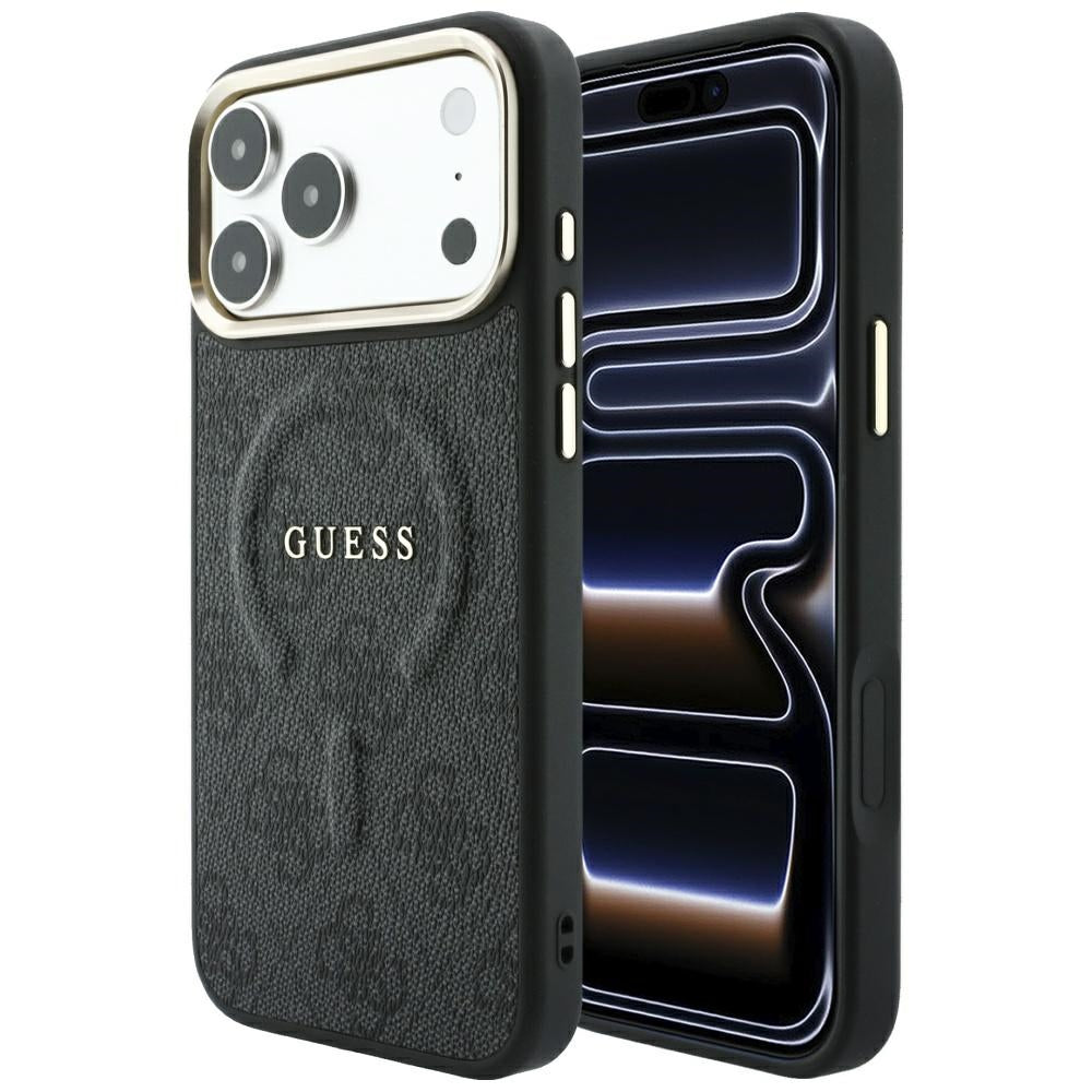 Capa MagSafe para Apple iPhone 18 Pro Max / 17 Pro Max, Guess, 4G Embossed Classic, Preta