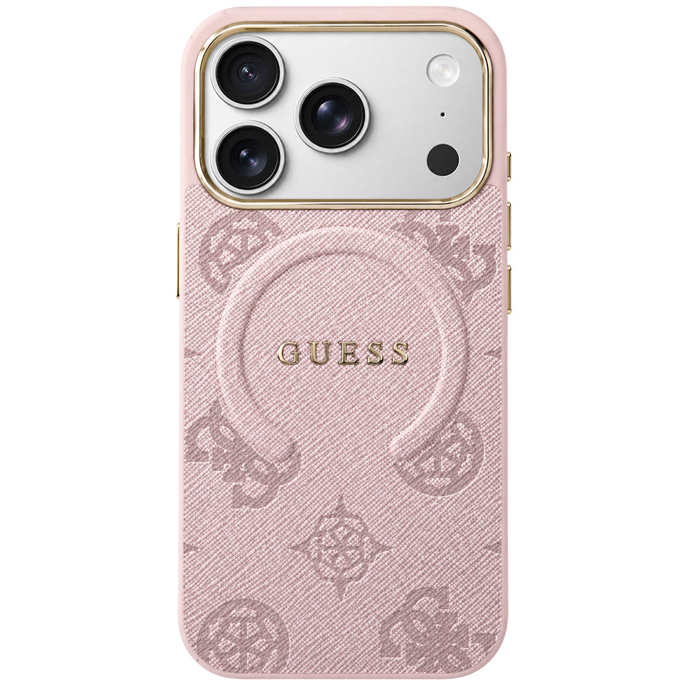 Capa MagSafe para Apple iPhone 18 Pro Max / 17 Pro Max, Guess, 4G Embossed Ring Classic Logo, Rosa