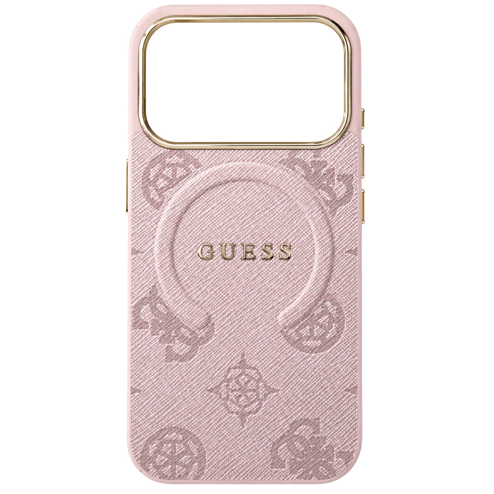 Capa MagSafe para Apple iPhone 18 Pro Max / 17 Pro Max, Guess, 4G Embossed Ring Classic Logo, Rosa