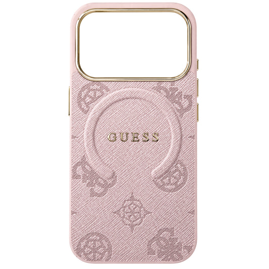 Capa MagSafe para Apple iPhone 18 Pro Max / 17 Pro Max, Guess, 4G Embossed Ring Classic Logo, Rosa